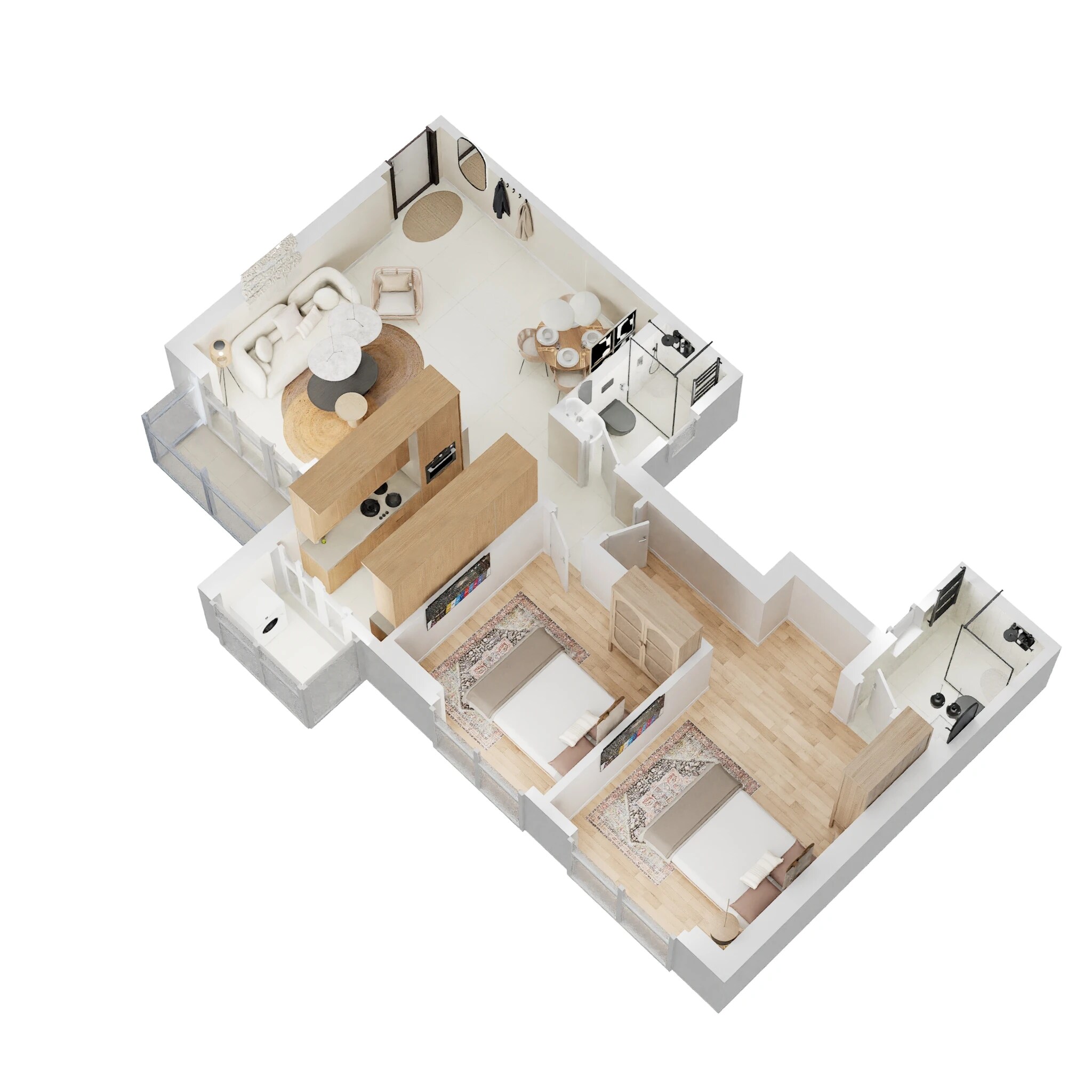 Floor plan of 2 BHK 729 Sq. Ft. Apartment in Birla Vanya, Thane