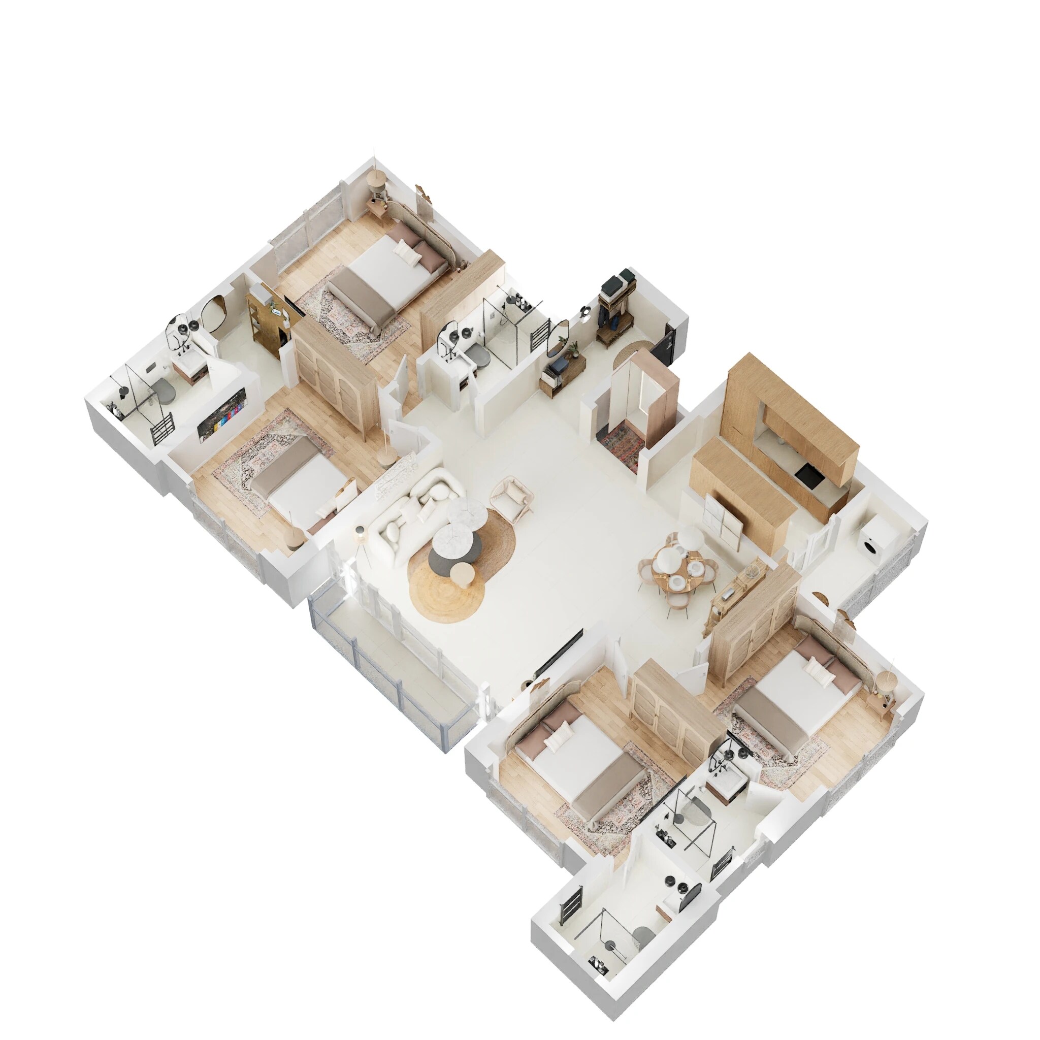 Floor plan of 4 BHK 1315 Sq. Ft. Apartment in Birla Vanya, Thane