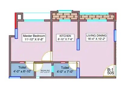 Floor plan of 1 BHK 441 Sq. Ft. Apartment in Borgaonkar Elegance, Thane