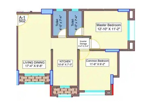 Floor plan of 2 BHK 583 Sq. Ft. Apartment in Borgaonkar Elegance, Thane