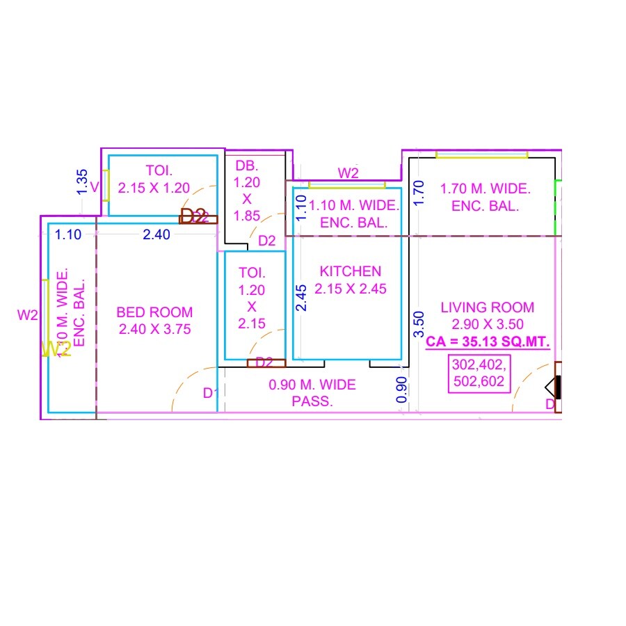 Floor plan of 1 BHK Apartment - 378 sq. ft. in Brahmand Om Ganesh Puja, Thane