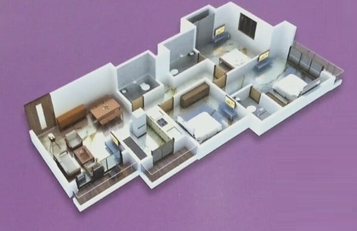 3 BHK 1261 Sq. Ft. Apartment
