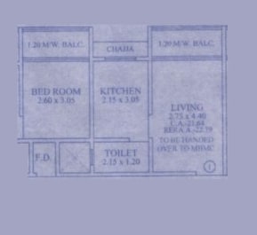 1 BHK 344 Sq. Ft. Apartment in Brick Blue Bell