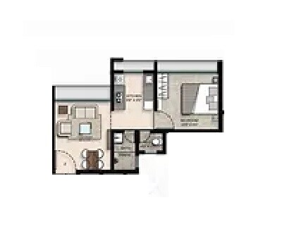 Floor plan of 1 BHK 297 Sq. Ft. Apartment in Budhha Heights, Thane