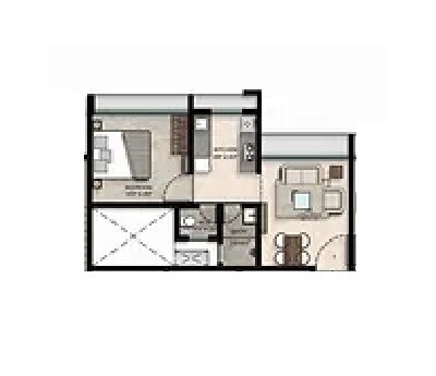 Floor plan of 1 BHK 312 Sq. Ft. Apartment in Budhha Heights, Thane