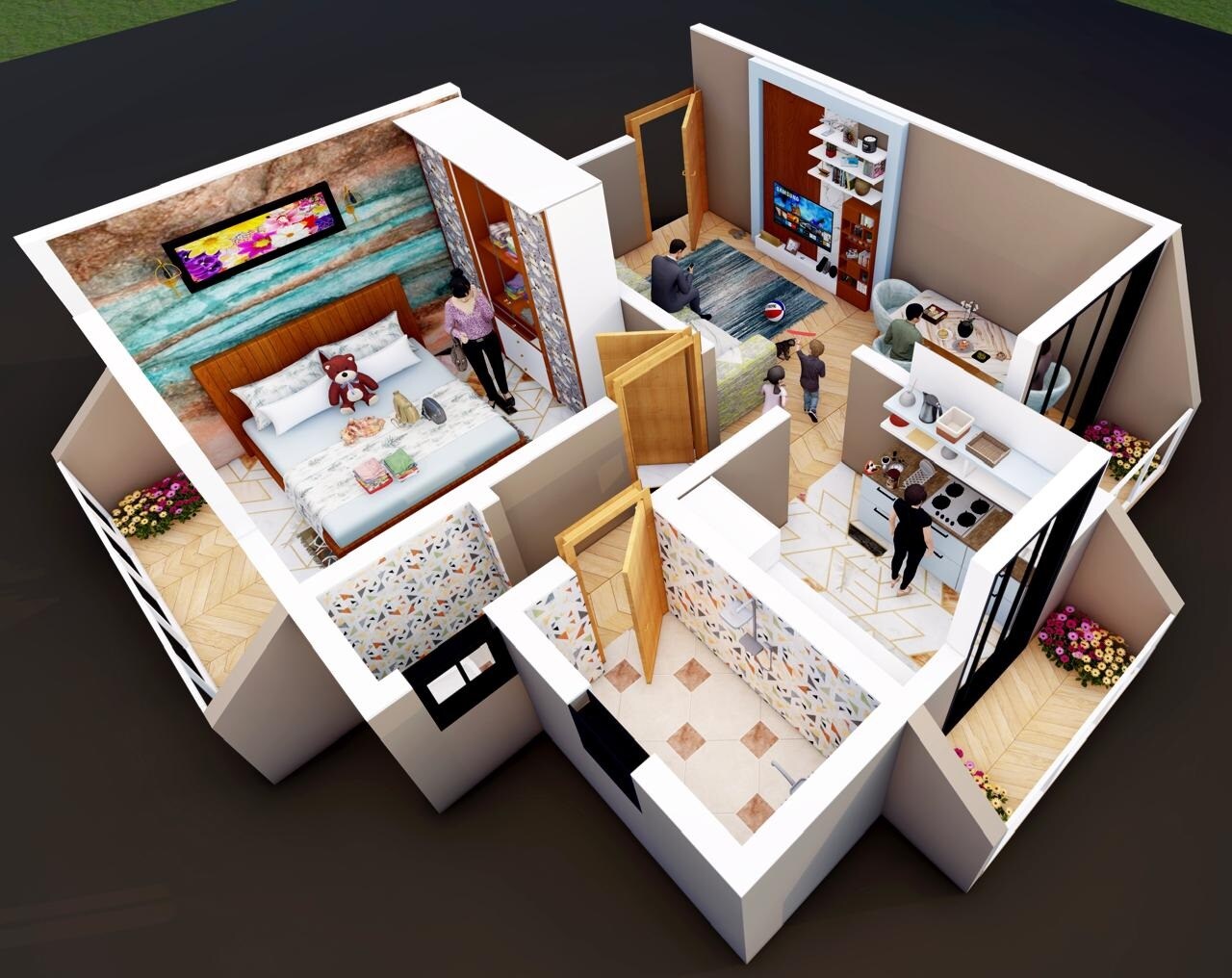 Floor plan of 1 BHK 418 Sq. Ft. Apartment in Buildcon Opal Annex, Thane