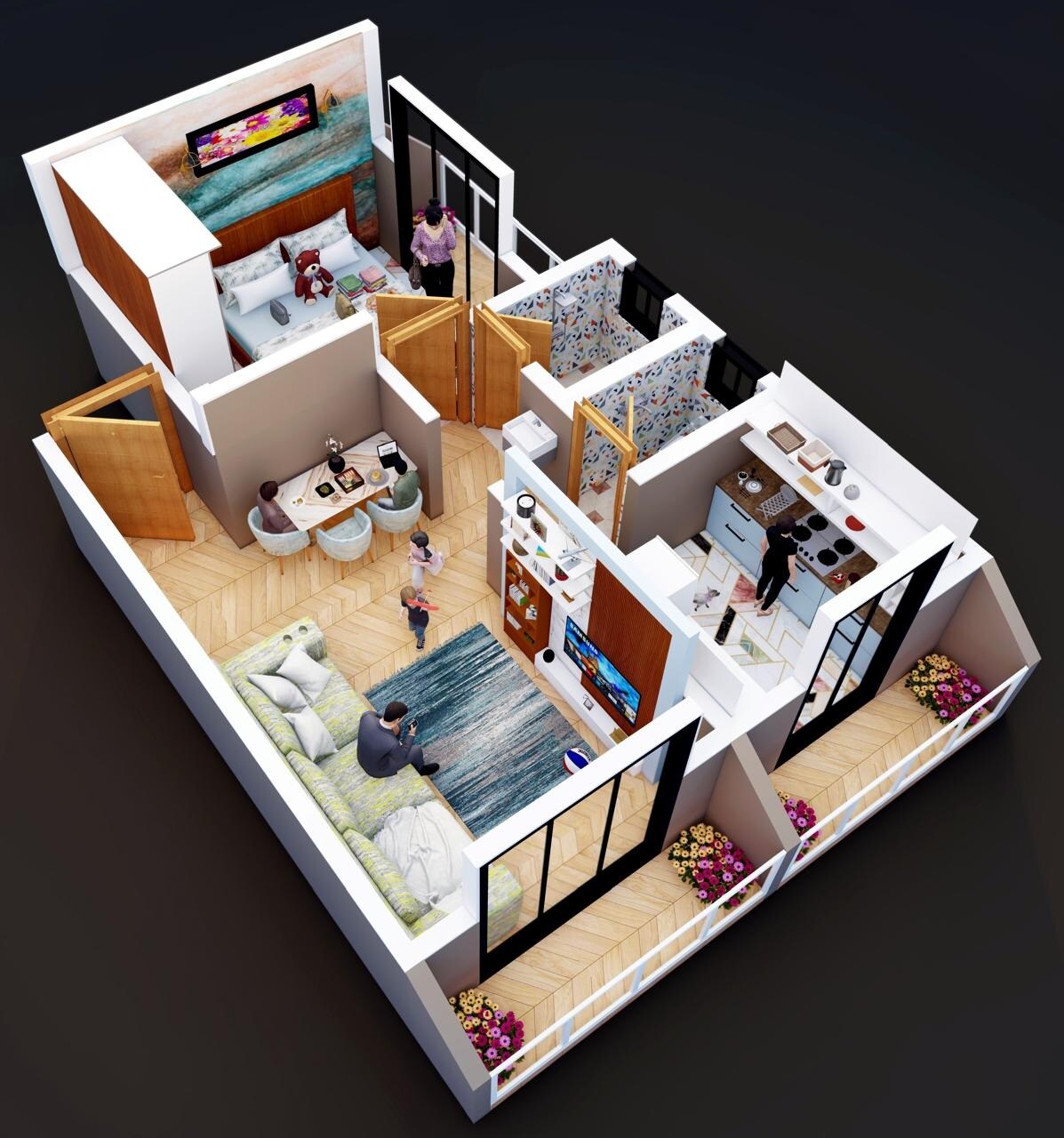 Floor plan of 1 BHK 450 Sq. Ft. Apartment in Buildcon Opal Annex, Thane