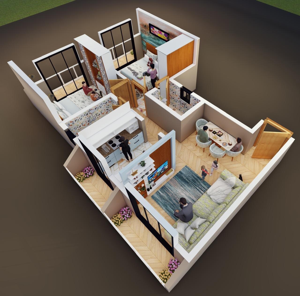 Floor plan of 2 BHK 600 Sq. Ft. Apartment in Buildcon Opal Annex, Thane