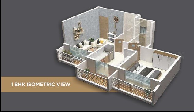 Floor plan of 1 BHK 439 Sq. Ft. Apartment in Buildcon Royal Palm, Thane