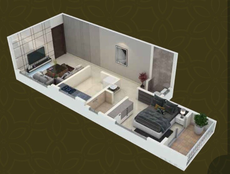 Floor plan of 1 BHK 321 Sq. Ft. Apartment in Chintamani Arcade Dombivli, Thane