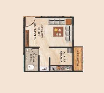 Floor plan of 321 Sq. Ft. Studio in CK Sun Pride, Thane