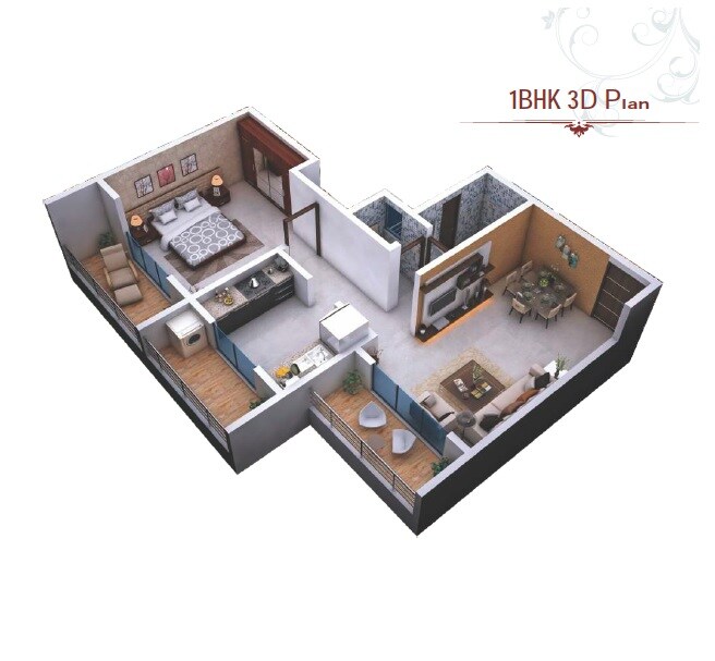 Floor plan of 1 BHK 638 Sq. Ft. Apartment in Continental Acropolis, Thane
