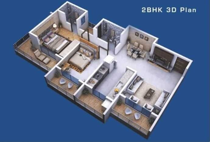 Floor plan of 2 BHK 903 Sq. Ft. Apartment in Continental Acropolis, Thane