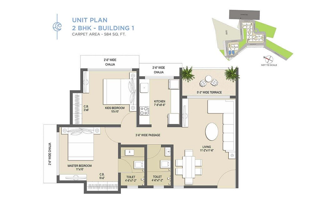 2 BHK 584 Sq. Ft. Apartment