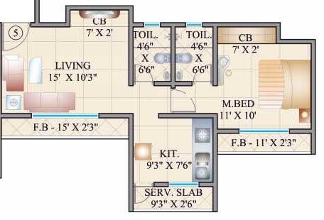 Floor plan of 1 BHK 456 Sq. Ft. Apartment in Cosmos 27 GBR, Thane