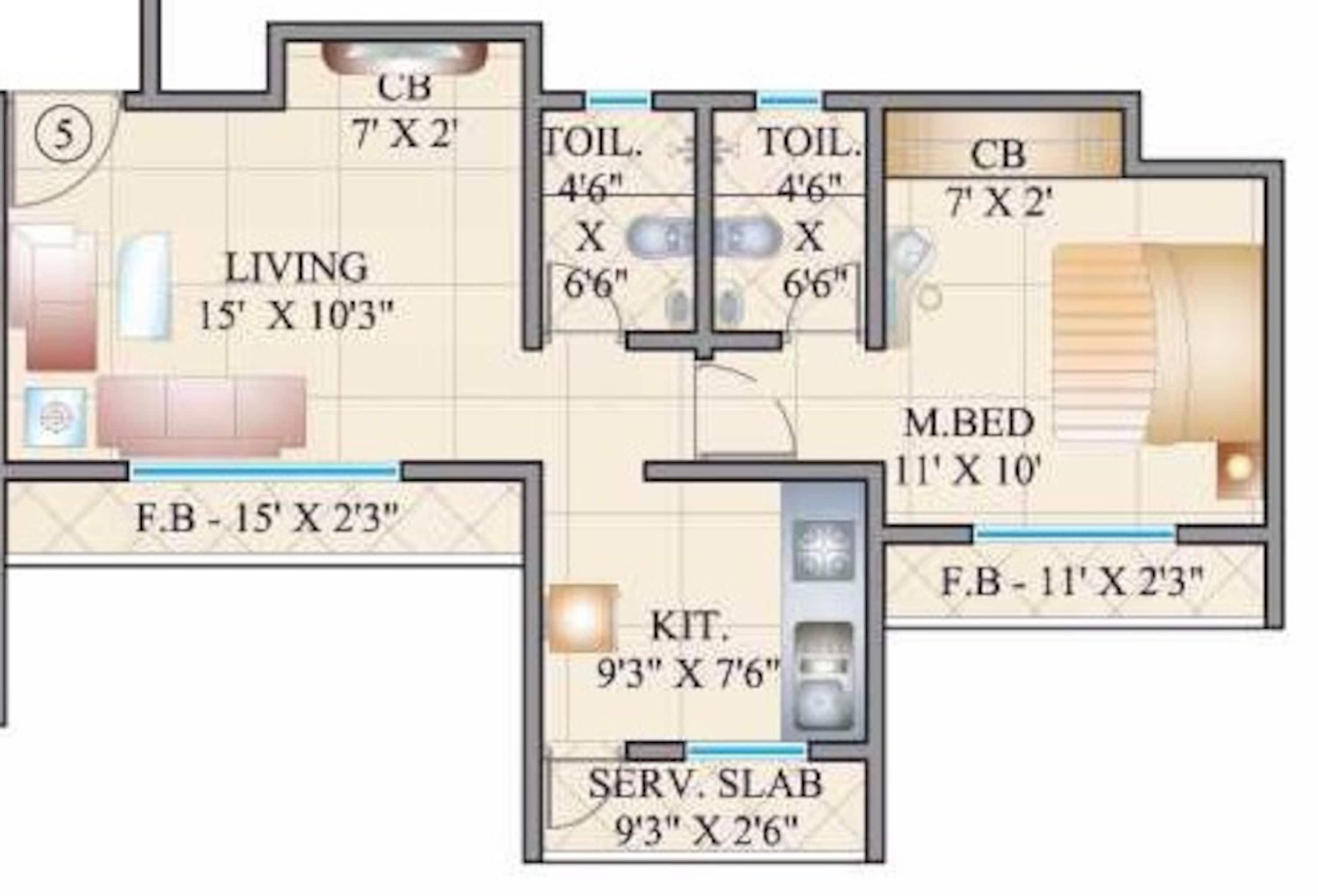 cosmos 27 gbr apartment 1bhk 456sqft 1