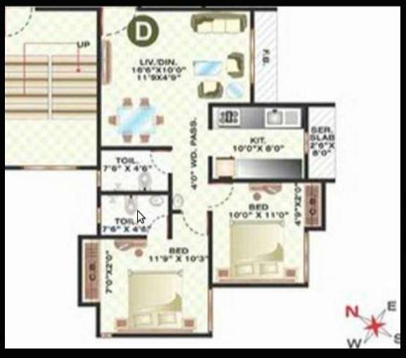 2 BHK 666 Sq. Ft. Apartment in Cosmos Angel