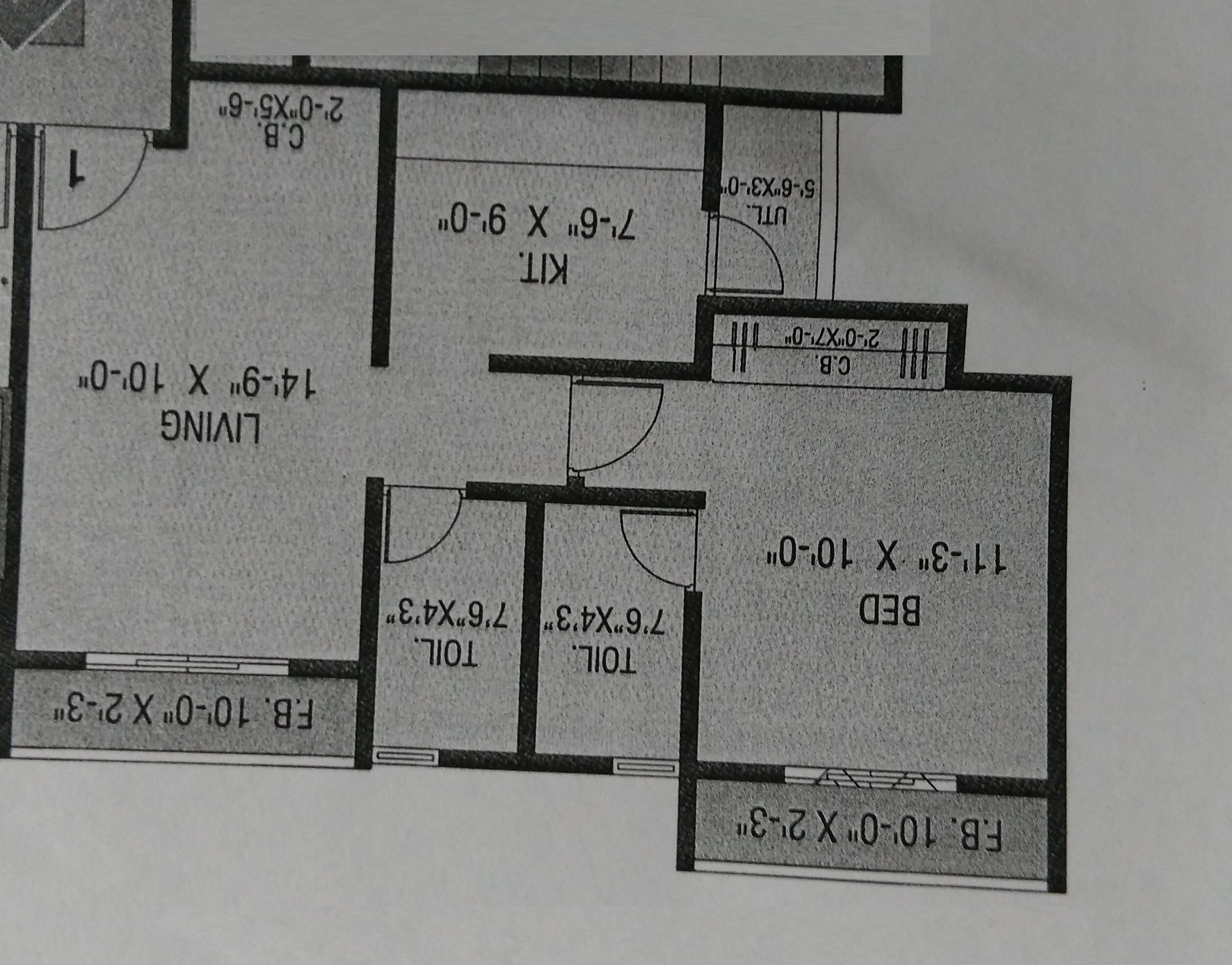Floor plan of 1 BHK 455 Sq. Ft. Apartment in Cosmos Empress Park, Thane