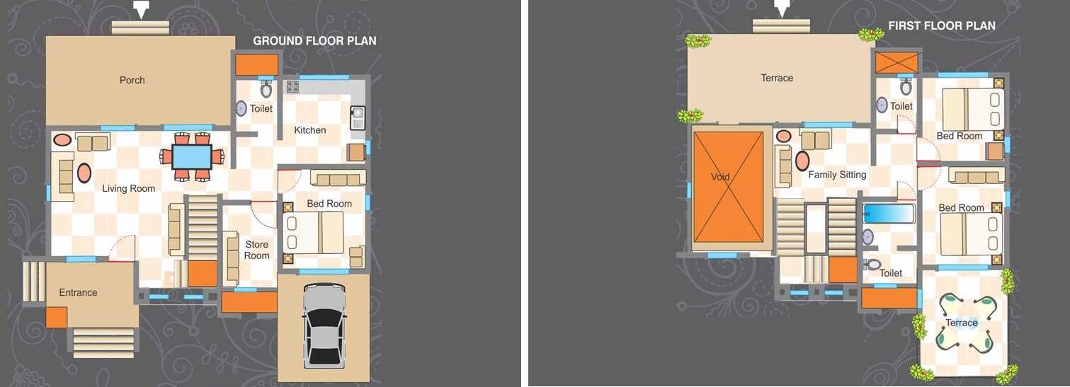 Floor plan of 3 BHK 2221 Sq. Ft. Villa in Cosmos Hawaiian Village, Thane