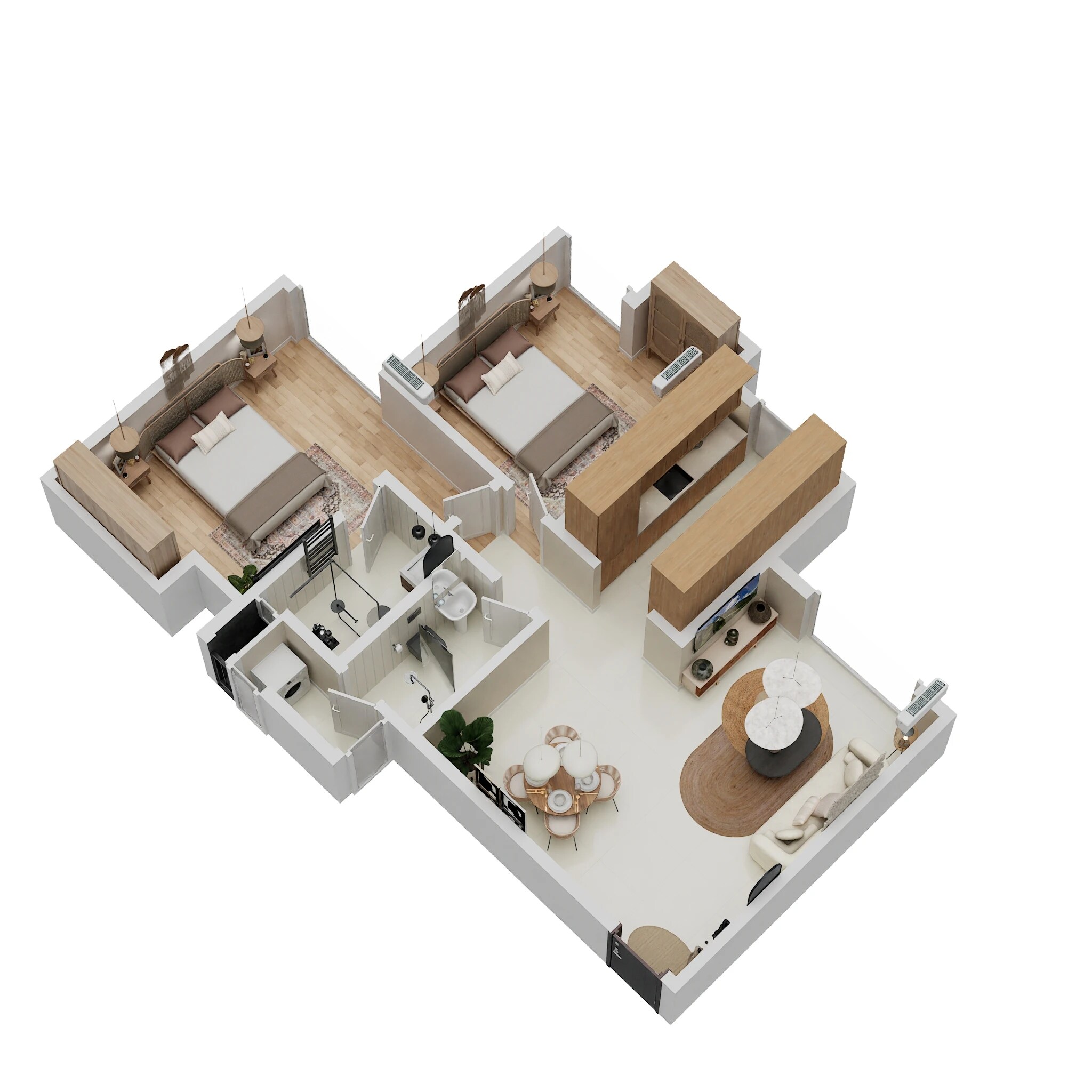 Floor plan of 2 BHK 634 Sq. Ft. Apartment in Cosmos Hilton, Thane