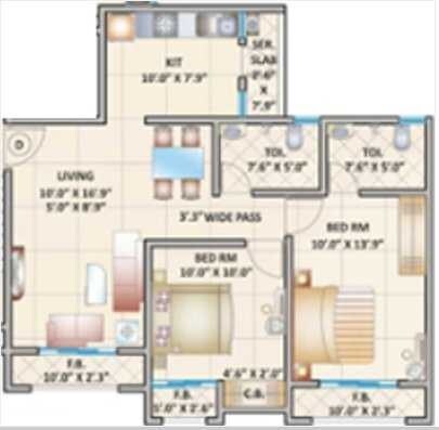 Other, cosmos-pride 2 Bedroom 647 Sq.Ft. Apartment In Kolshet Thane 7589321