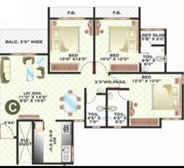 Other, cosmos-springs-angel 3 Bedroom 1355 Sq.Ft. Apartment In Ghodbunder Road Thane 6333844