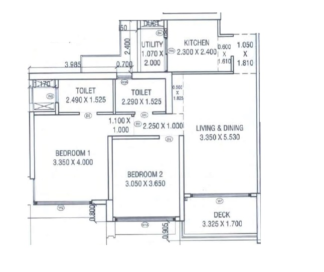 2 BHK 519 Sq. Ft. Apartment in Courtyard by Narang Realty and The Wadhwa Group