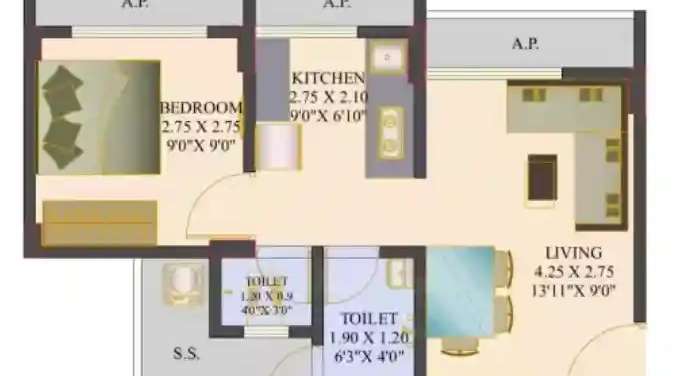 crown residency mumbra apartment 1 bhk 337sqft 20231722161743