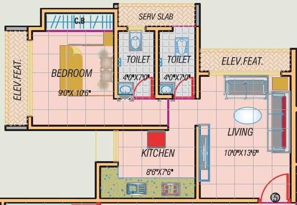 1 BHK 409 Sq. Ft. Apartment