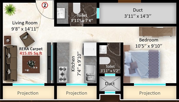 Dalvi Heights 1 BHK Layout