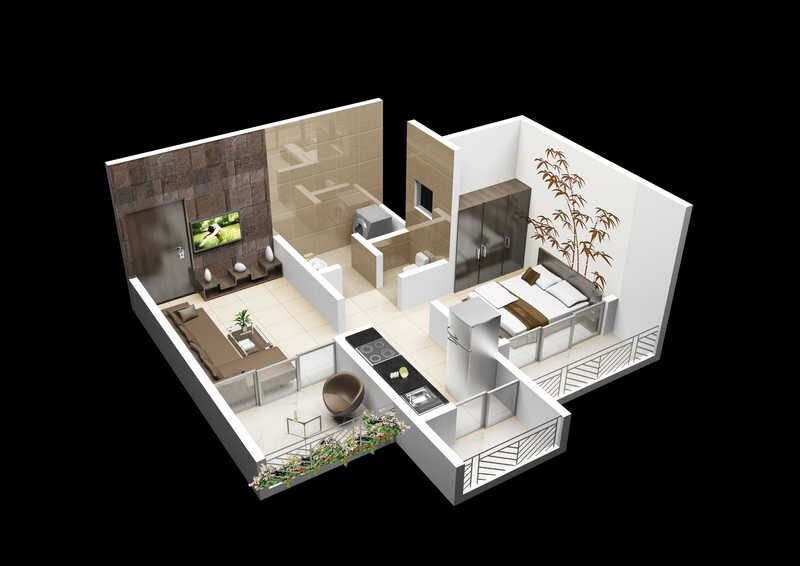 Floor plan of 145 Sq. Ft. Studio in Damji Hari Pentagon Enclave, Thane