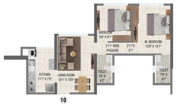  2 BHK Apartment at Damji Shamji Mahavir Vista Point, Pokhran Road No Two – for Sale