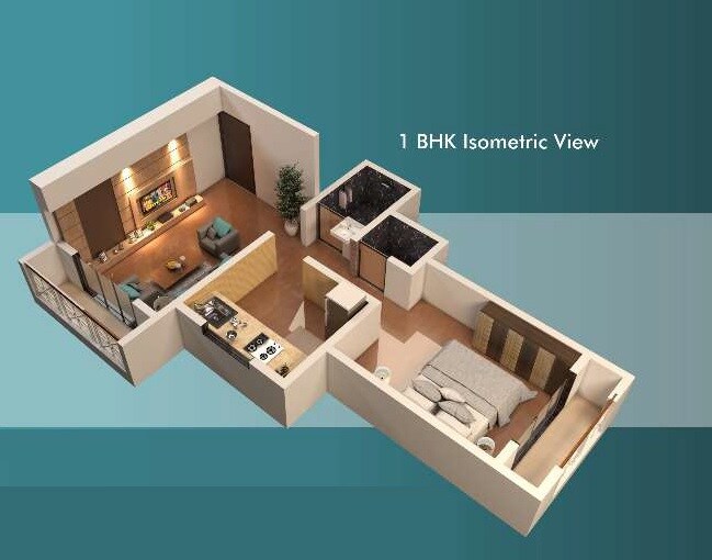 Floor plan of 1 BHK 264 Sq. Ft. Apartment in Dashmesh Crystal, Thane