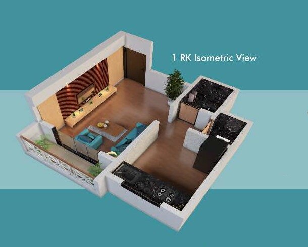 Floor plan of 227 Sq. Ft. Studio in Dashmesh Crystal, Thane
