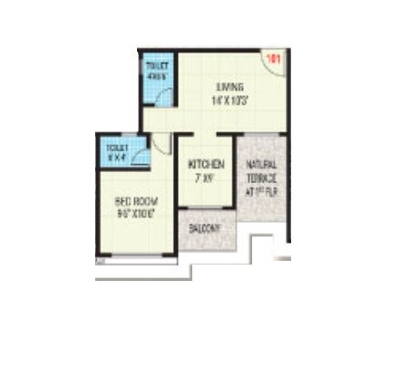 Floor plan of 1 BHK 470 Sq. Ft. Apartment in Deeplaxmi Shreeji Milestone, Thane