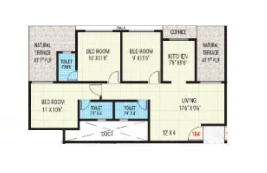 Floor plan of 3 BHK 737 Sq. Ft. Apartment in Deeplaxmi Shreeji Milestone, Thane