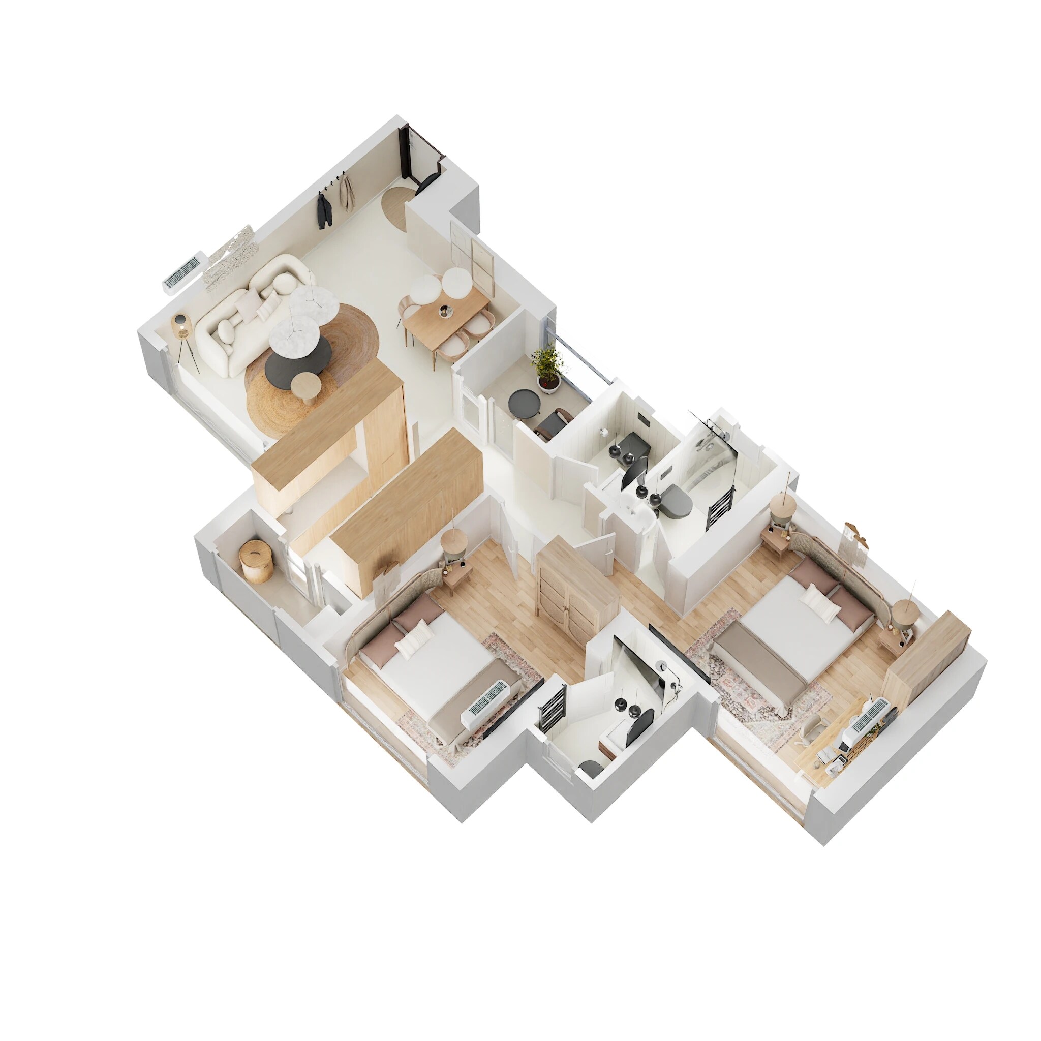 Floor plan of 2 BHK 689 Sq. Ft. Apartment in Delta Greenville, Thane