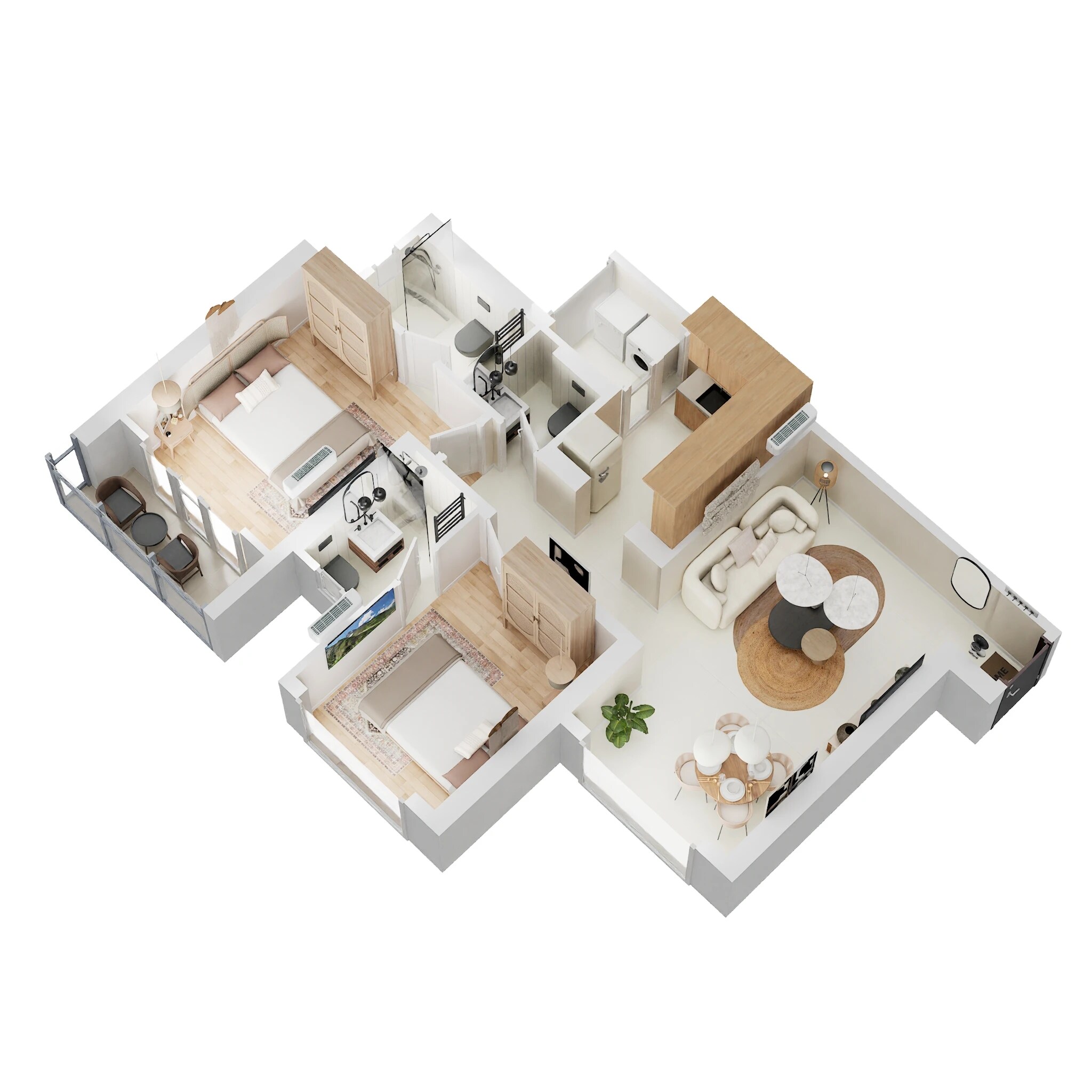 Floor plan of 2 BHK 735 Sq. Ft. Apartment in Delta Greenville, Thane