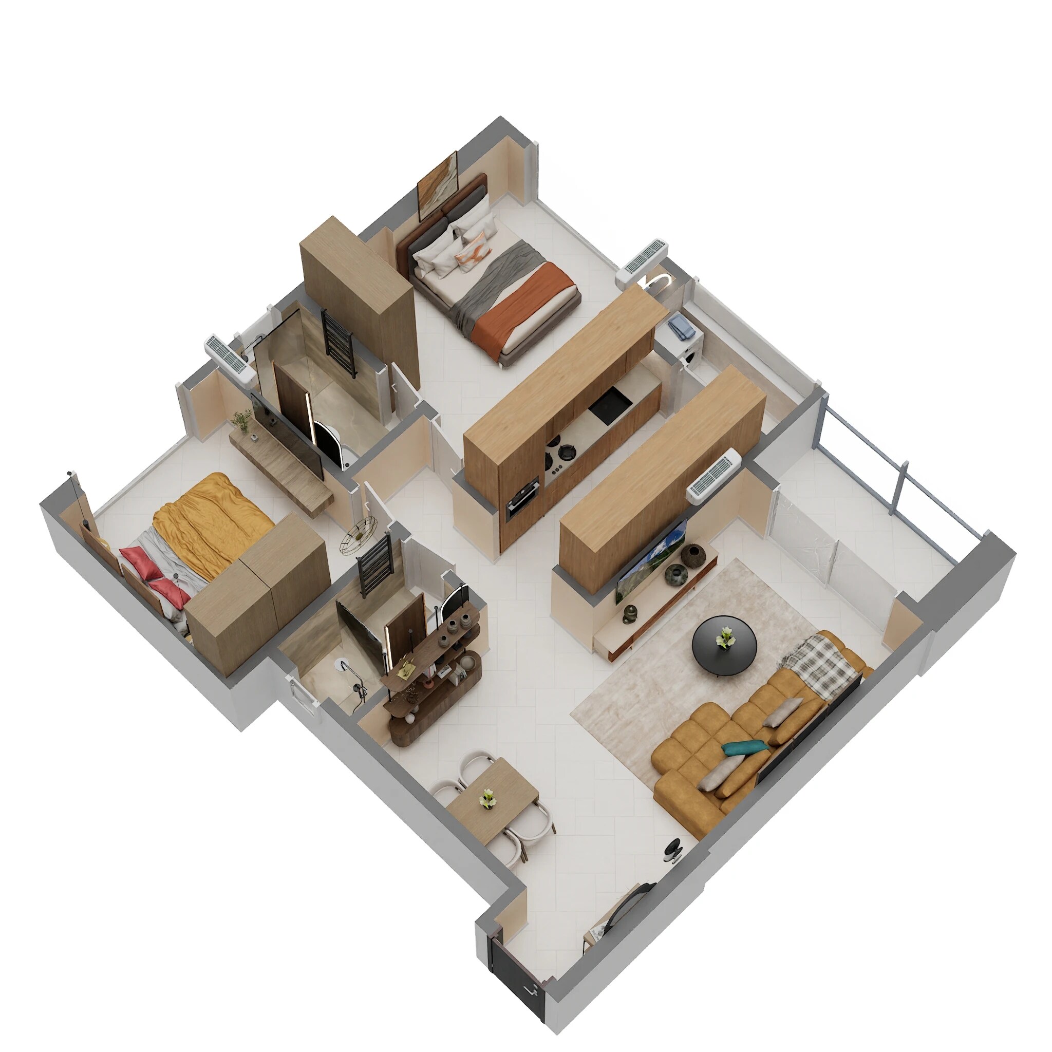 Floor plan of 2 BHK 747 Sq. Ft. Apartment in Dinkar Empire, Thane
