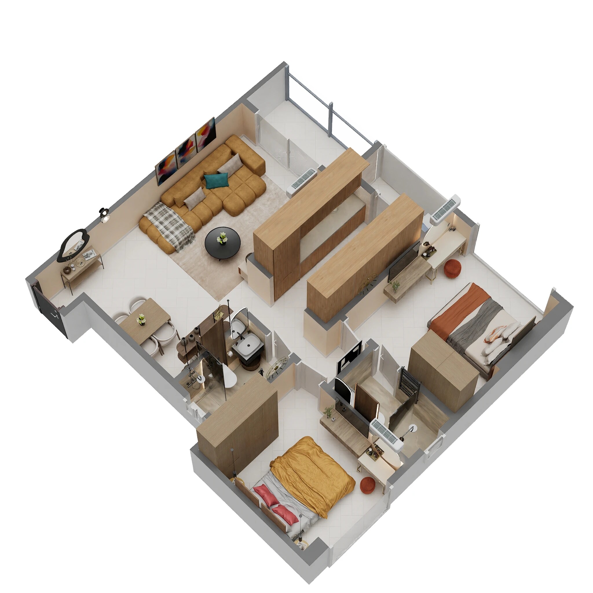 Floor plan of 2 BHK 750 Sq. Ft. Apartment in Dinkar Empire, Thane