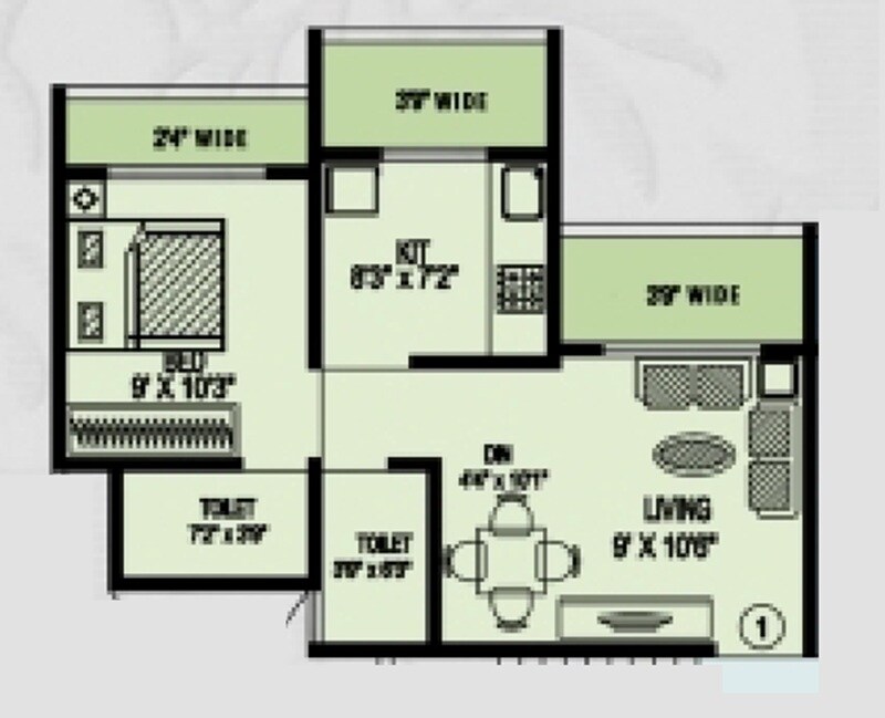 1 BHK 387 Sq. Ft. Apartment