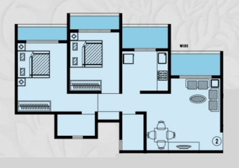 2 BHK 606 Sq. Ft. Apartment