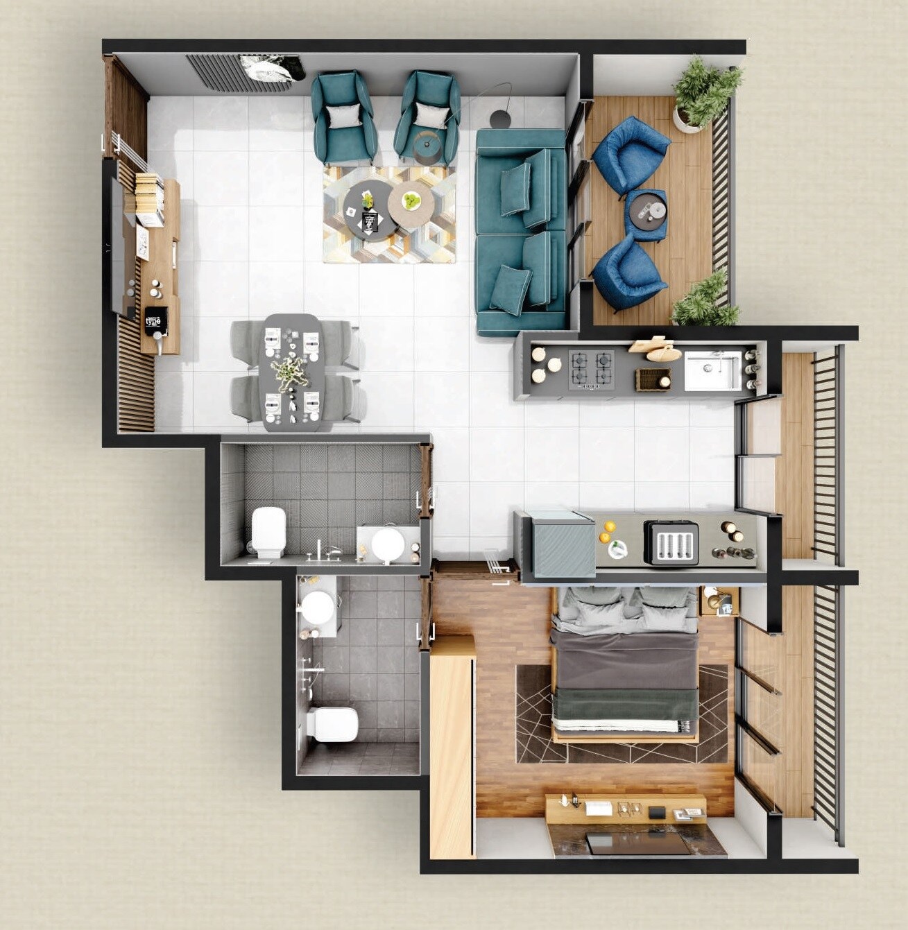 Floor plan of 1 BHK 400 Sq. Ft. Apartment in DK SPM Dream City, Thane