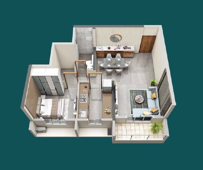 1 BHK 513 Sq. Ft. Apartment