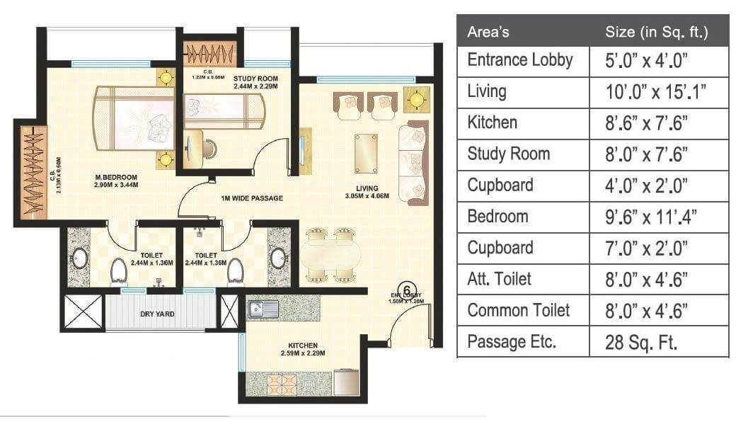  2 BHK Apartment at Dosti Desire, Brahmand – for Sale