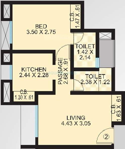 1 BHK 686 Sq. Ft. Apartment in Dosti Group Planet North P180