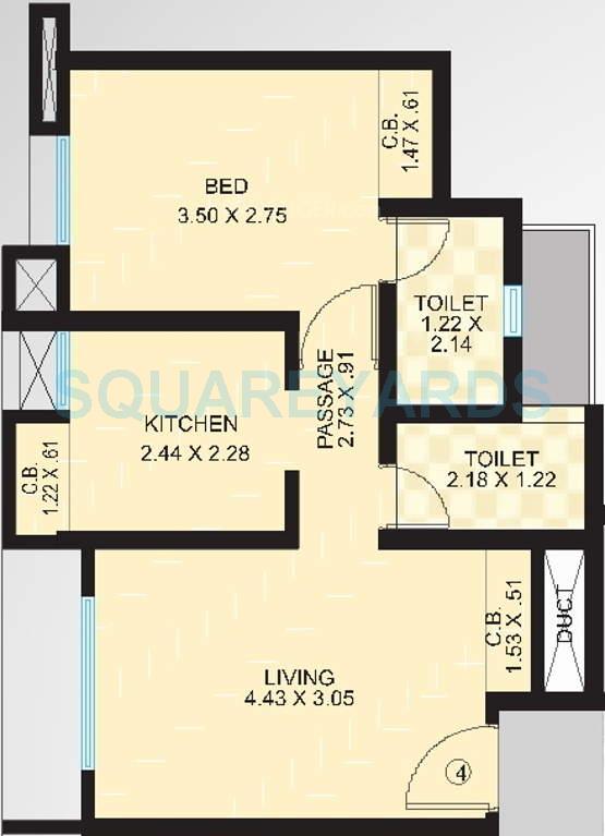 1 BHK 694 Sq. Ft. Apartment