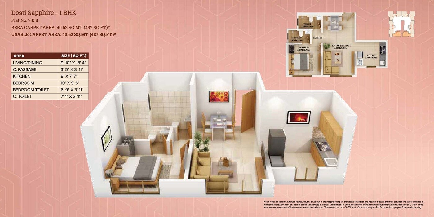 1 BHK Apartment at Dosti Planet North, Shilphata – for Sale