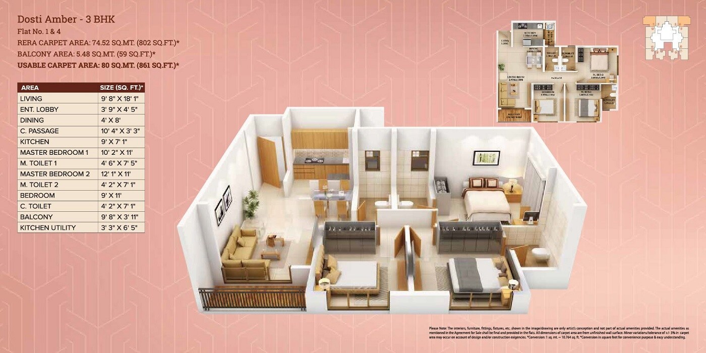 Other, dosti-planet-north 3 Bedroom 861 Sq.Ft. Apartment In Dawale Thane 8241203
