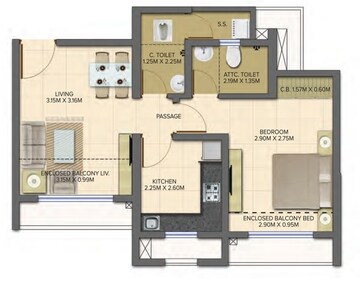  1 BHK Apartment at Dosti Planet North Onyx, Dawale – for Rent